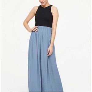 LOFT Outlet Maxi Dress Colorblock Racerback Black & Blue- Size Medium